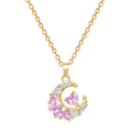 Luna Pink Heart Crescent Necklace