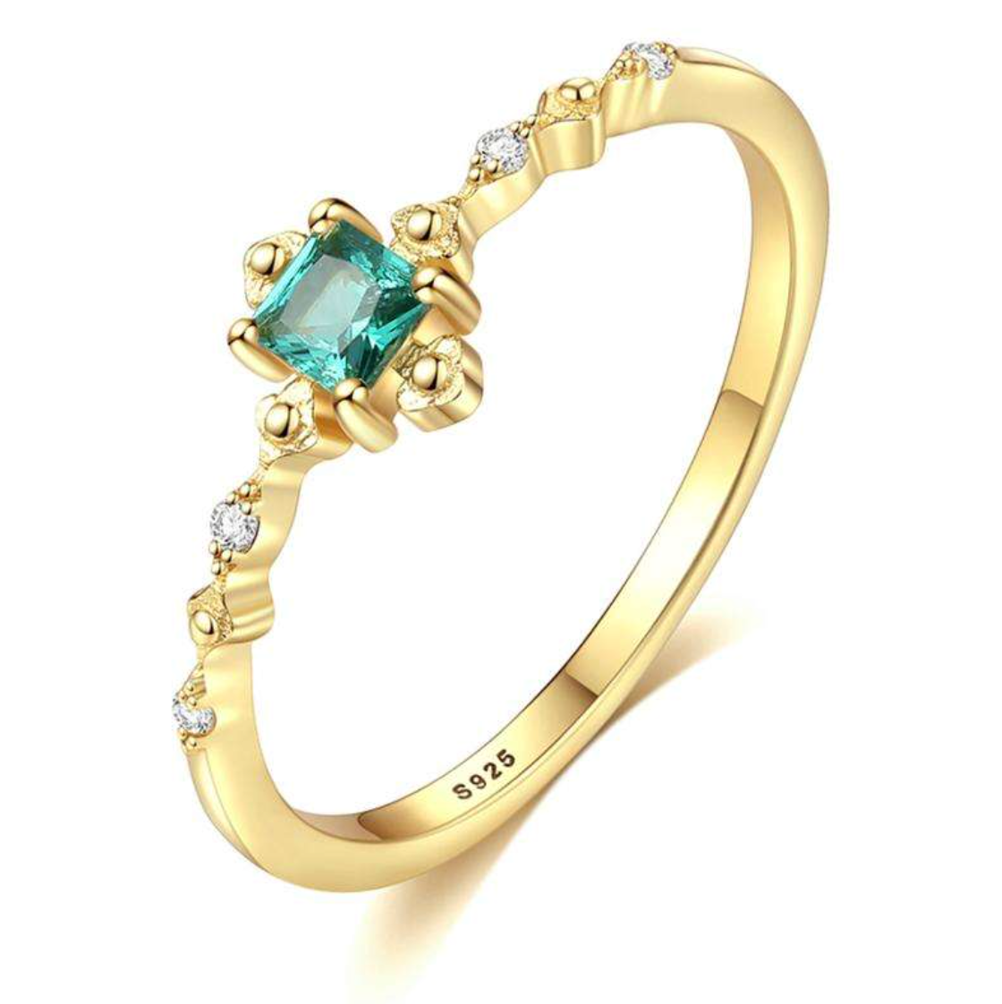 Esme Emerald Vintage Solitaire Ring
