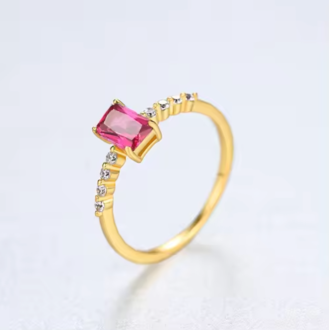 Ruby Emerald-Cut Pavé Ring