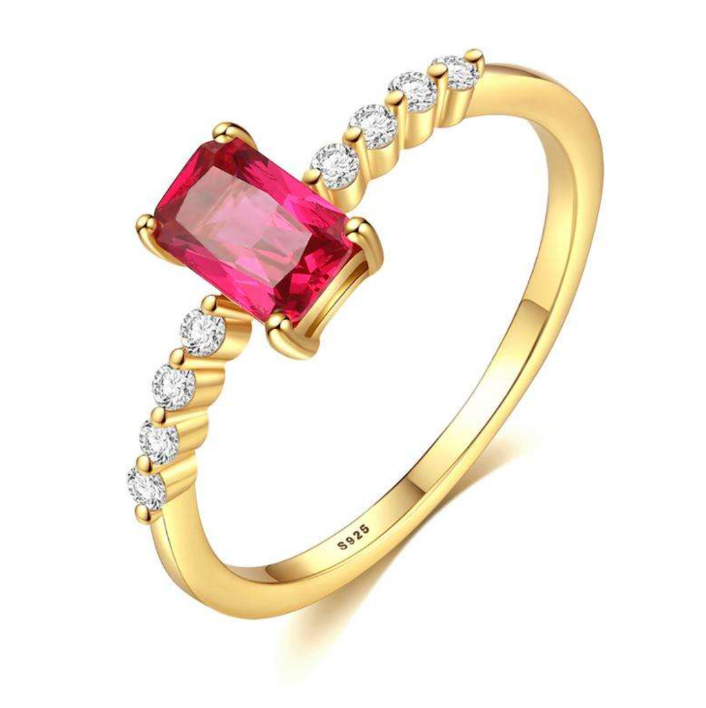 Ruby Emerald-Cut Pavé Ring