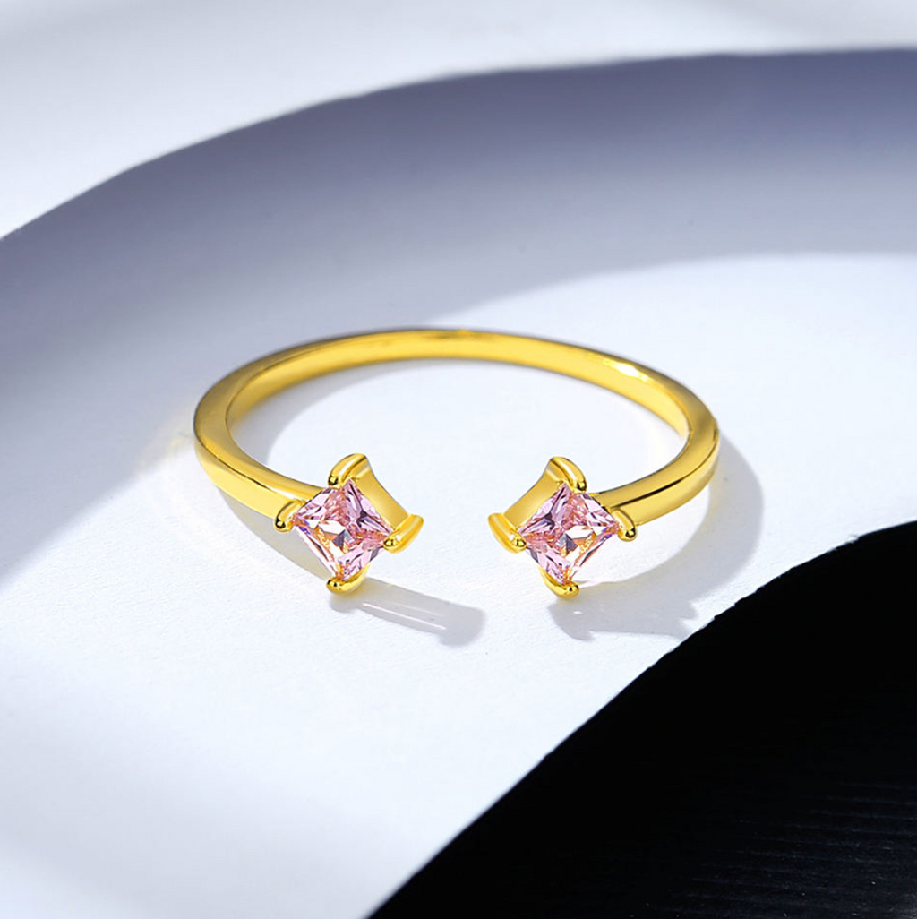 Fleur Pink Zirconia Open Cuff Ring